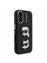 Karl Lagerfeld Karl Lagerfeld Zrnitý PU K&CH Hlavy Zadný kryt pre iPhone 16 Čierny