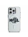 Karl Lagerfeld Karl Lagerfeld IML Trblietavý Karl a Choupette Náčrt MagSafe Zadný kryt pre iPhone 16 Pro Priehľadný