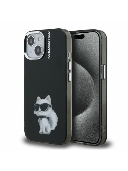 Karl Lagerfeld Karl Lagerfeld IML Akvarel Choupette Zadný kryt pre iPhone 15 Čierny