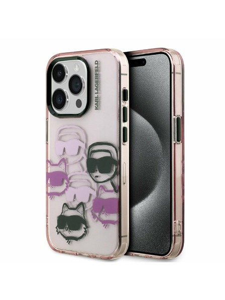 Karl Lagerfeld Karl Lagerfeld IML Multi K&CH Hlavy Zadný kryt pre iPhone 15 Pro Max Ružový