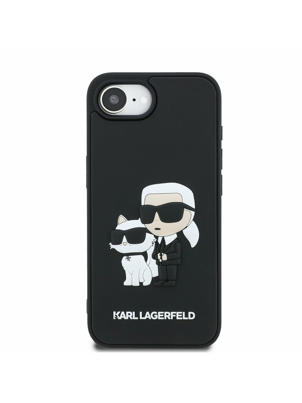 Karl Lagerfeld Karl Lagerfeld 3D Gumový Karl a Choupette Zadný kryt pre iPhone 16e Čierny