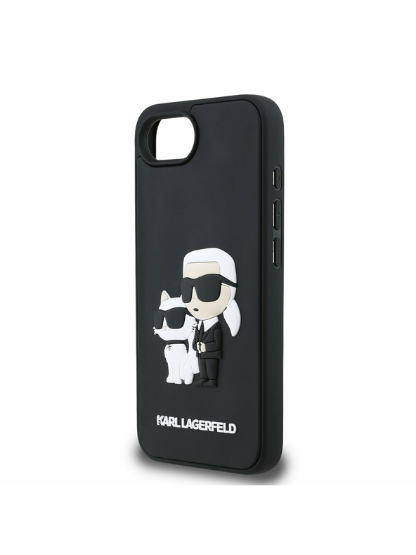 Karl Lagerfeld Karl Lagerfeld 3D Gumový Karl a Choupette Zadný kryt pre iPhone 16e Čierny