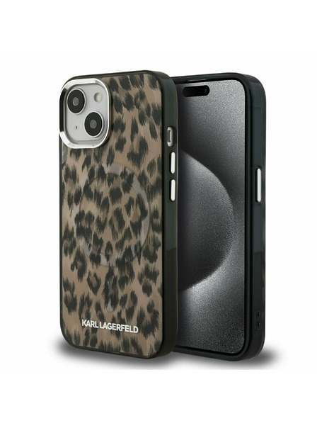 Karl Lagerfeld Karl Lagerfeld IML Leopardí MagSafe Zadný kryt pre iPhone 15 Hnedý