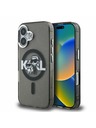 Karl Lagerfeld Karl Lagerfeld IML Trblietavý Karl a Choupette Náčrt MagSafe Zadný kryt pre iPhone 16 Čierny