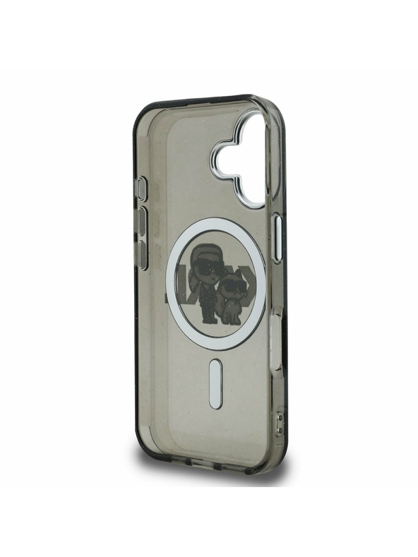Karl Lagerfeld Karl Lagerfeld IML Trblietavý Karl a Choupette Náčrt MagSafe Zadný kryt pre iPhone 16 Čierny