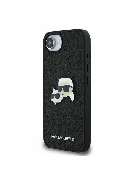 Karl Lagerfeld Karl Lagerfeld Fixed Glitter Metal K&CH zadný kryt pre iPhone 16e čierny