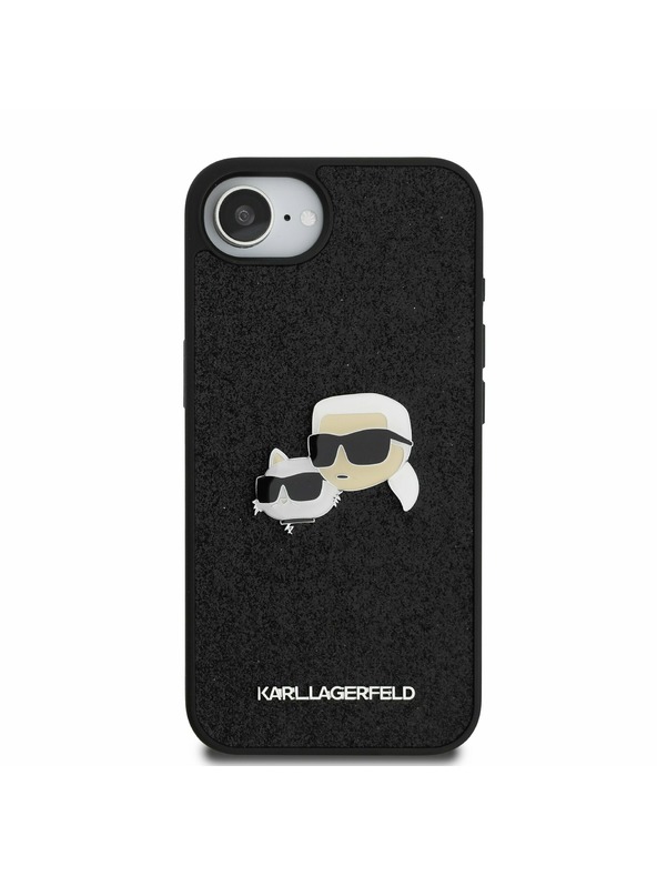 Karl Lagerfeld Karl Lagerfeld Fixed Glitter Metal K&CH zadný kryt pre iPhone 16e čierny