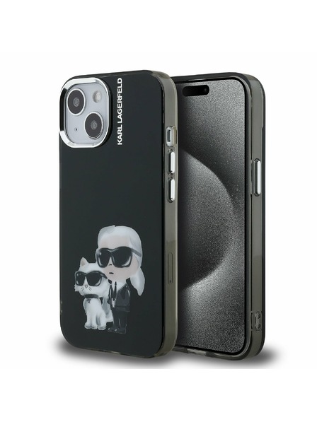 Karl Lagerfeld Karl Lagerfeld IML Aquarelle Karl and Choupette zadný kryt pre iPhone 15 čierny