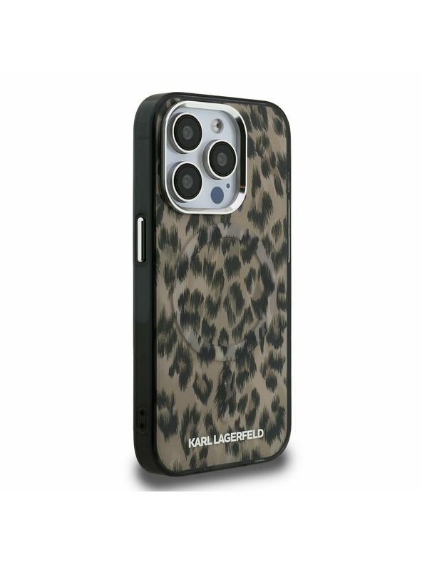 Karl Lagerfeld Karl Lagerfeld IML Leopard MagSafe zadný kryt pre iPhone 15 Pro Max hnedý