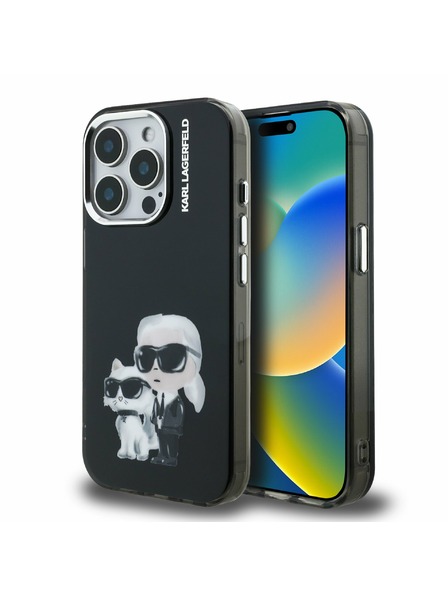 Karl Lagerfeld Karl Lagerfeld IML Aquarelle Karl and Choupette zadný kryt pre iPhone 15 Pro čierny