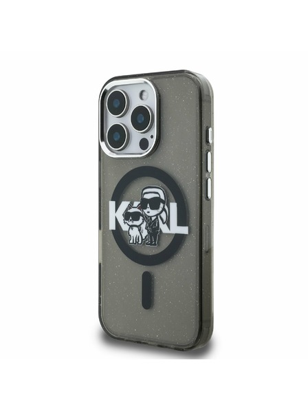 Karl Lagerfeld Karl Lagerfeld IML Glitter Karl and Choupette Sketch MagSafe zadný kryt pre iPhone 16 Pro čierny