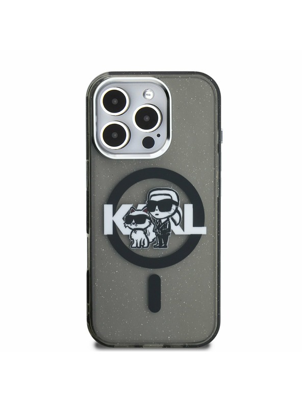 Karl Lagerfeld Karl Lagerfeld IML Glitter Karl and Choupette Sketch MagSafe zadný kryt pre iPhone 16 Pro čierny