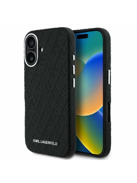 Karl Lagerfeld Karl Lagerfeld Grained PU Repeated Logo MagSafe zadný kryt pre iPhone 16 čierny