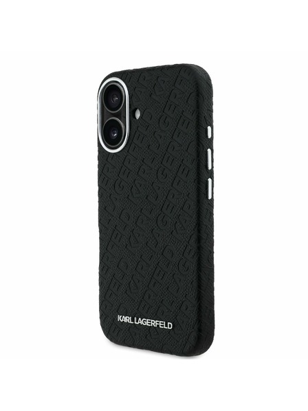 Karl Lagerfeld Karl Lagerfeld Grained PU Repeated Logo MagSafe zadný kryt pre iPhone 16 čierny