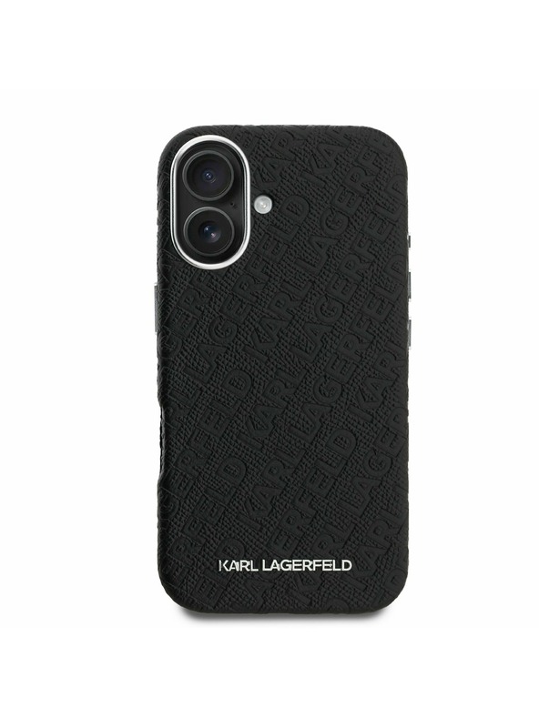 Karl Lagerfeld Karl Lagerfeld Grained PU Repeated Logo MagSafe zadný kryt pre iPhone 16 čierny