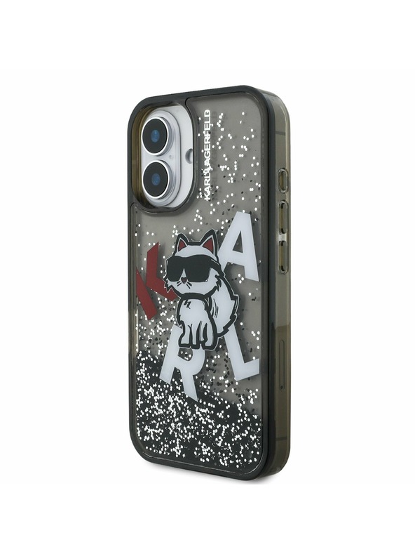 Karl Lagerfeld Karl Lagerfeld Liquid Glitter Scattered Choupette zadný kryt pre iPhone 16 čierny