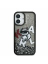 Karl Lagerfeld Karl Lagerfeld Liquid Glitter Scattered Choupette zadný kryt pre iPhone 16 čierny