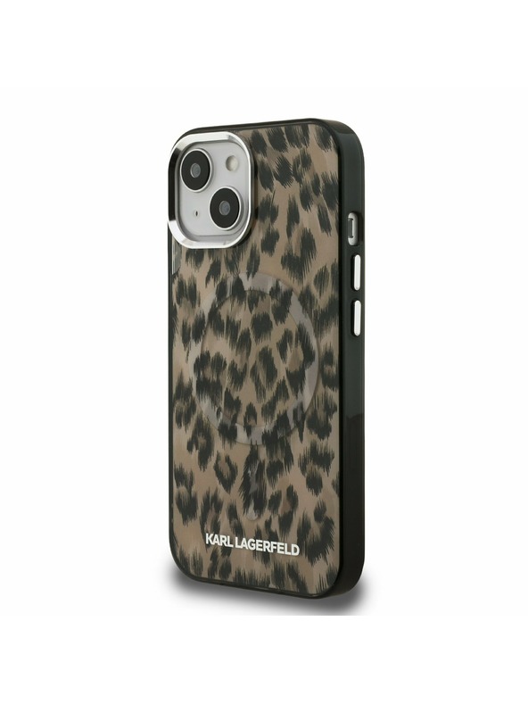 Karl Lagerfeld Karl Lagerfeld IML Leopardí MagSafe Zadný kryt pre iPhone 15 Hnedý