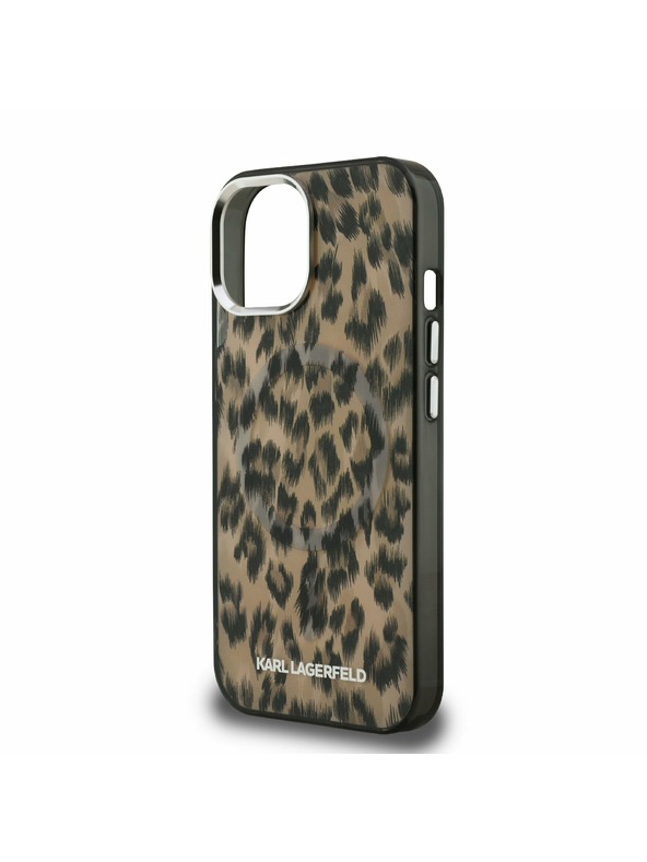 Karl Lagerfeld Karl Lagerfeld IML Leopardí MagSafe Zadný kryt pre iPhone 15 Hnedý