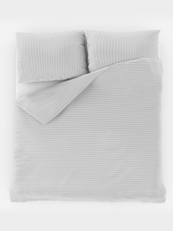 Kvalitex Francúzska saténová posteľná bielizeň s pruhom 1+2, 240x200, 70x90cm BIELA