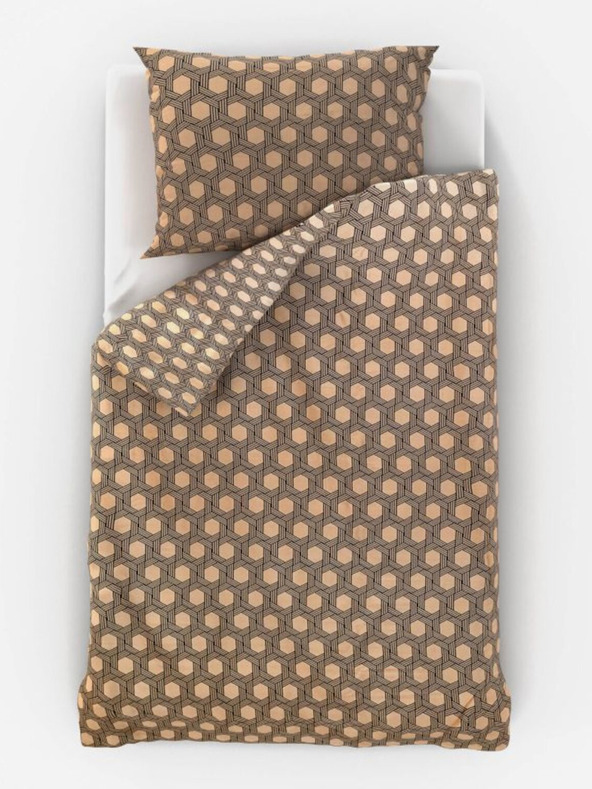 Kvalitex Saténová posteľná bielizeň Luxury Collection 140x200, 70x90cm Carero béžová Kvalitex