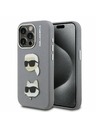 Karl Lagerfeld Karl Lagerfeld Grained PU K&CH Heads Zadný Kryt pre iPhone 15 Pro Grey