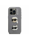 Karl Lagerfeld Karl Lagerfeld Grained PU K&CH Heads Zadný Kryt pre iPhone 15 Pro Grey