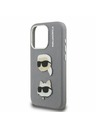 Karl Lagerfeld Karl Lagerfeld Grained PU K&CH Heads Zadný Kryt pre iPhone 15 Pro Grey