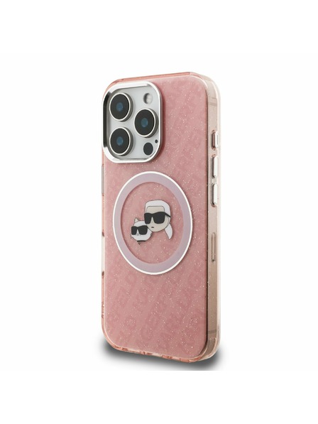 Karl Lagerfeld Karl Lagerfeld IML K&CH Heads Opakované Logo MagSafe Zadný Kryt pre iPhone 16 Pro Pink