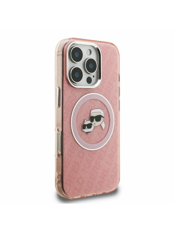 Karl Lagerfeld Karl Lagerfeld IML K&CH Heads Opakované Logo MagSafe Zadný Kryt pre iPhone 16 Pro Pink