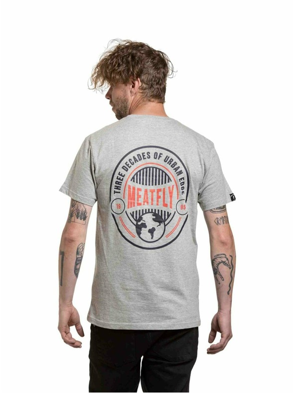 Meatfly Meatfly pánske tričko Yvans Round Globus Patch Grey