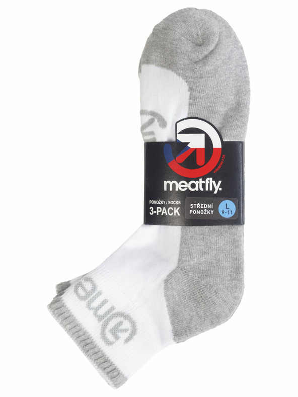 Meatfly Meatfly ponožky Middle Triple pack White | Biela | Veľkosť