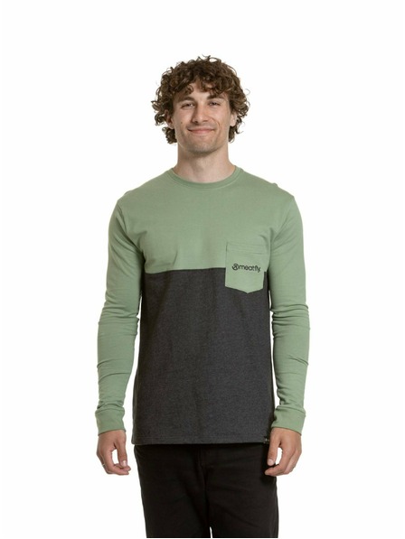 Meatfly Meatfly pánske tričko s dlhým rukávom Harvey Basil / Charcoal Heather