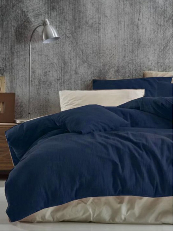Kvalitex Francúzske mušelínové posteľné obliečky 240x200, 70x90cm tmavmodrá Kvalitex