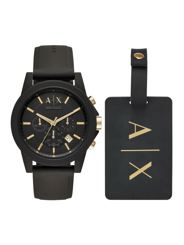 Armani Exchange Armani Exchange pánska darčeková sada Outerbanks hodinky a popruh na batožinu AX7105