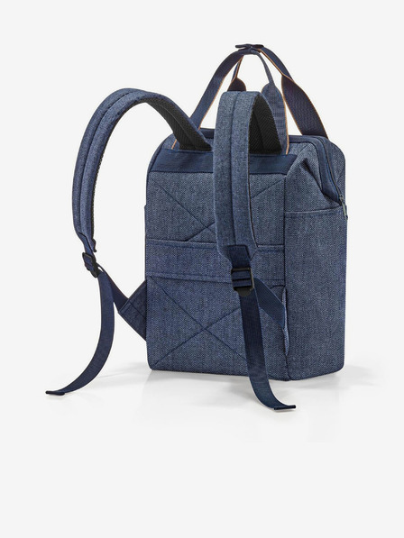 Reisenthel Tmavmodrý riflový batoh a taška 2v1 Reisenthel Allrounder R Herringbone Dark Blue