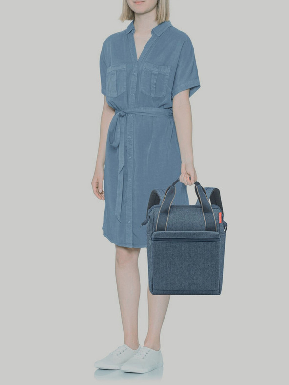 Reisenthel Tmavmodrý riflový batoh a taška 2v1 Reisenthel Allrounder R Herringbone Dark Blue