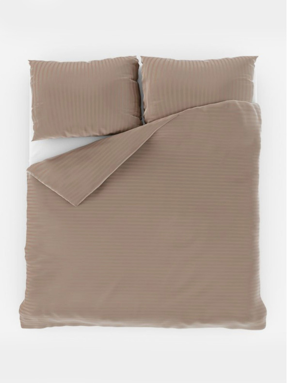 Kvalitex Francúzska saténová posteľná bielizeň s prúžkom 1+2, 220x200, 70x90cm béžová Kvalitex