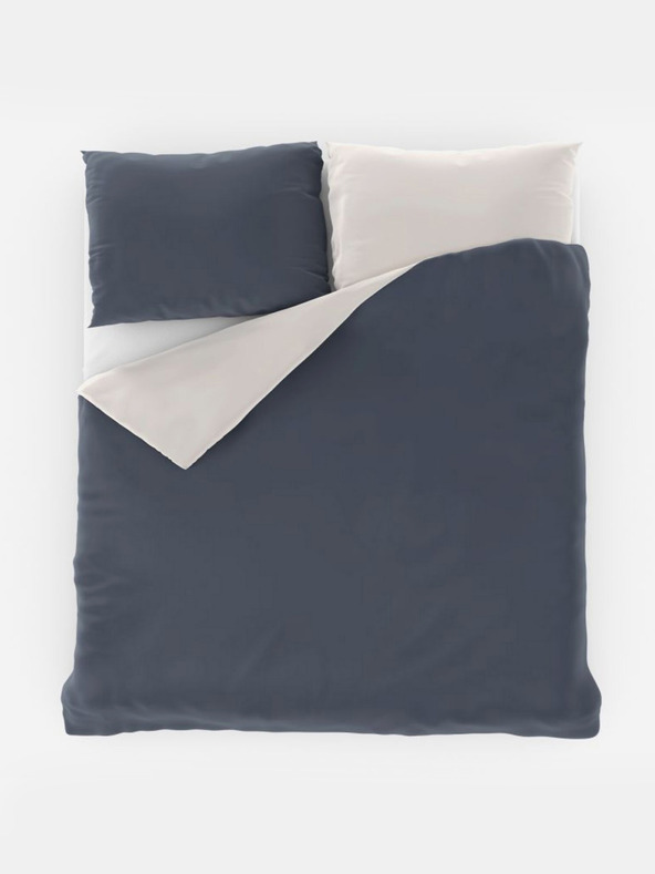 Kvalitex Saténová predĺžená posteľná bielizeň LUXURY COLLECTION 140x220, 70x90cm tmavo sivá / biela