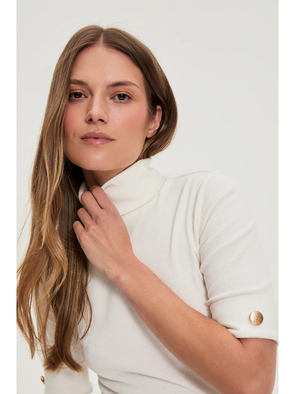 Moodo Biely rolák s 3/4 rukávom Moodo