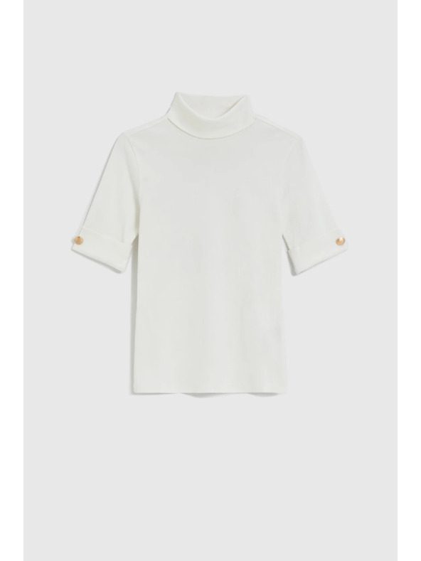 Moodo Biely rolák s 3/4 rukávom Moodo