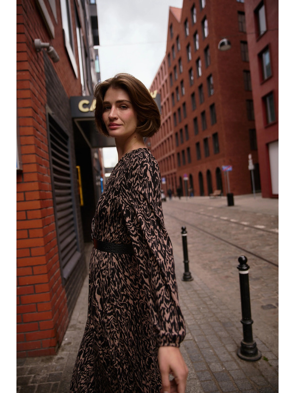 Moodo Hnedé vzorované šaty Moodo