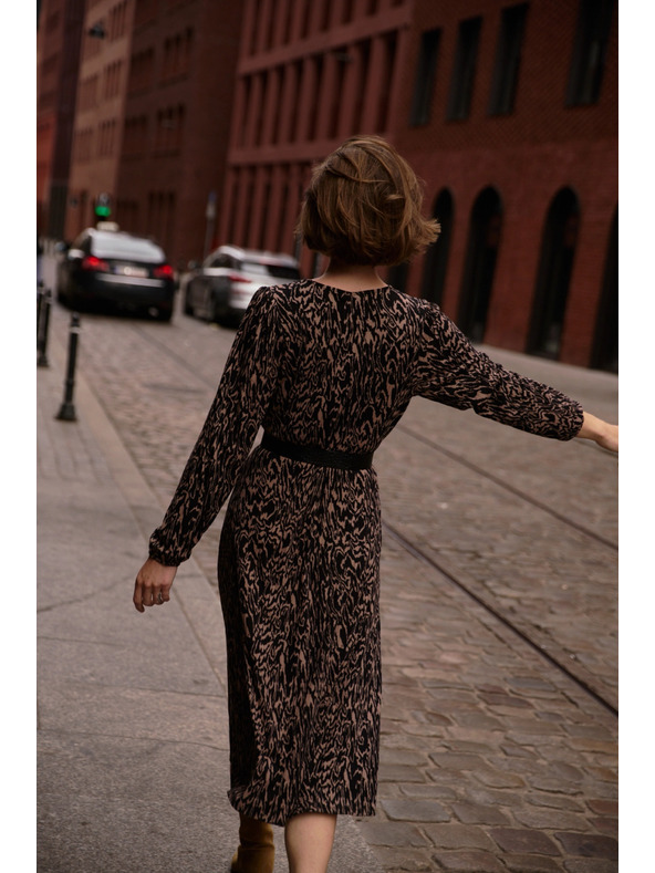 Moodo Hnedé vzorované šaty Moodo