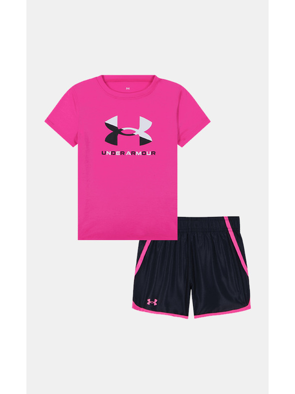 Under Armour Dievčenský set Under Armour UA LOGO WOVEN SHORT SET-PNK