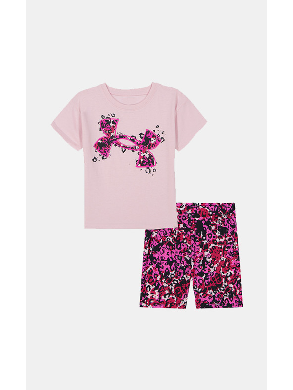 Under Armour Dievčenský set Under Armour UA PRINTED BIKE SHORT SET-PNK