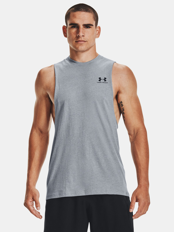 Under Armour Pánske tielko Under Armour UA LEFT CHEST CUT OFF TANK-GRY