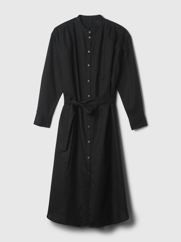 GAP Ľanové košeľové oversize šaty GAP