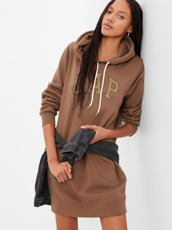 GAP Mikinové šaty s logom leopard GAP