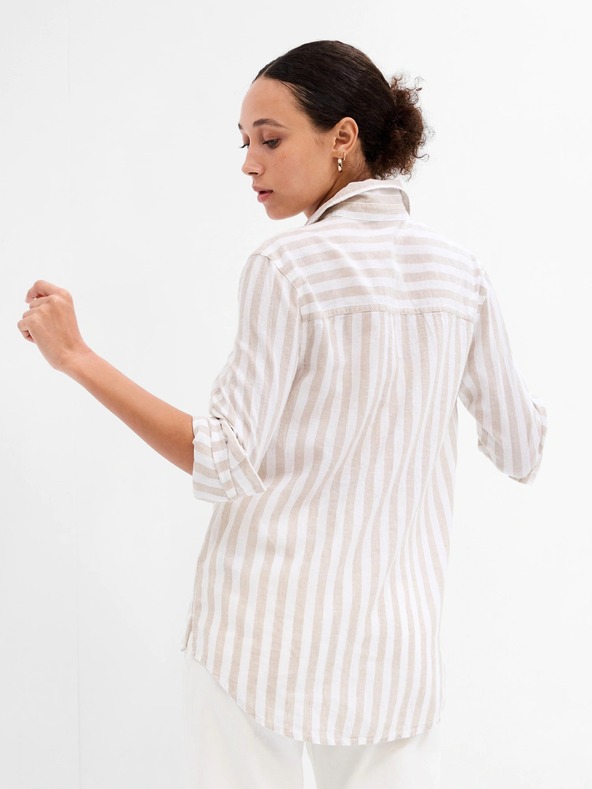 GAP Ľanová pruhovaná košeľa GAP