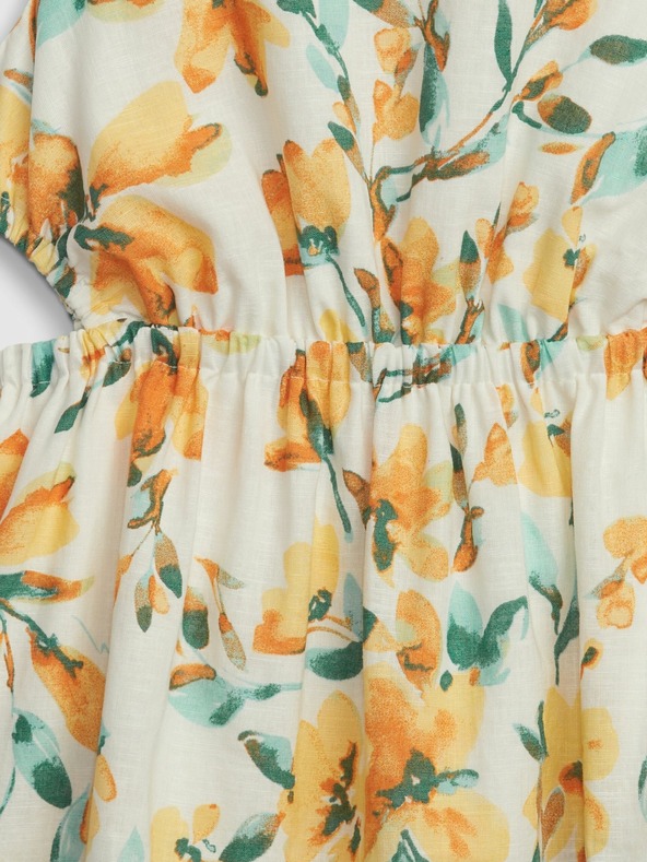 GAP Detské ľanové kvetované šaty GAP